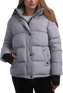 Blouson Bomber Matelassé Noir Brillant Bleu Haute Qualité Hiver Unisexe Col Montant Imperméable Coupe-Vent Écologique - Product Image 5