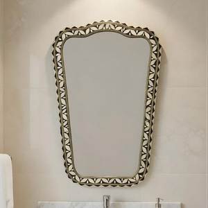 Indian Handcrafted Modern Silver Eco-Friendly <b>Beveled</b> <b>Edge</b> Wall Camel Bone Inlay Decorative <b>Mirror</b> Frame No Electricity Required - Product Image 3