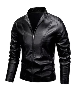 Chaqueta de Cuero Clásica con Cierre, Estilo Casual, para Hombre, Tallas Grandes, Chaquetas de Cuero Vegano Personalizadas y Elegantes - Product Image 2