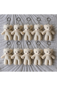 Cute Plush <b>Bear</b> Keychain 3D Cartoon Soft Toy Denim Overalls Blue <b>Pink</b> Carabiner Pendant - Product Image 5