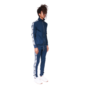 <b>Men's</b> Green Solid Eco-Friendly Quick Dry Tracksuit Full Sleeve <b>Turtleneck</b> Zipper Sporty Jogging Pants <b>White</b> Side Stripes 100% - Product Image 6