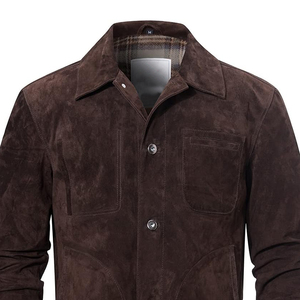 Hot Selling Autumn Winter <b>Mens</b> Slim Fit Suede <b>Leather</b> <b>Jackets</b> Customized Design Classic Real <b>Leather</b> <b>Jackets</b> - Product Image 3