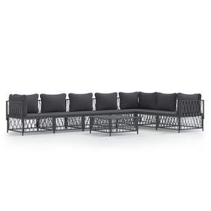 Ensemble de salon de jardin modulaire anthracite de grande taille, tissu tressé, meubles d'extérieur durables et élégants - Product Image 2