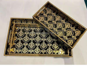 Bandeja de Servir Rectangular de Madera Hecha a Mano, Ecológica, Estilo Rústico, para Fiestas, Decoración de Sala de Estar, Falak World Export Uttar - Product Image 2