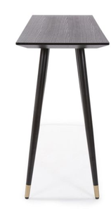 Modern Luxury Black <b>Console</b> <b>Table</b> with Wood Grain Desktop and Metal <b>Legs</b> for Dining and Entryway - Product Image 3