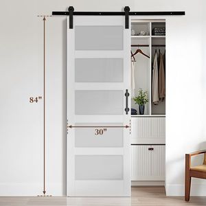Kit Ferramenta per Porta Scorrevole da 1,5 m per Porta Scorrevole in Legno Grezzo 30x84 con 5 Pannelli in Vetro Temperato per Uso Cucina - Product Image 5