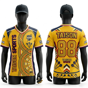 เสื้อดาร์ทผู้หญิง โพลีเอสเตอร์ พรีเมียม 180 GSM ระบายอากาศได้ดี ซับเหงื่อ สีชมพู-ดำ ดีไซน์แผงสี  รับสกรีนโลโก้แบบซับลิเมชั่น - Product Image 5