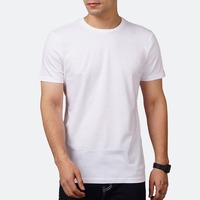 T-shirt blanc pour homme, manches courtes, coupe classique, jersey en coton décontracté, col rond, design uni