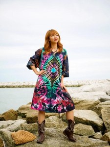 Beautiful Elegant Handmade Indian Viscose <b>Kaftan</b> Women Three Quarter Sleeve Long Maxi Tie Dye Straight <b>Summer</b> Gift Her Wholesale - Product Image 6