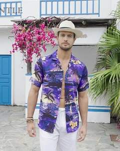 Chemise moderne pour homme à manches courtes, imprimé tropical, décontractée, boutonnée, pour la plage, estivale, aux couleurs vives et florales - Product Image 4