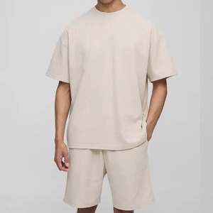 Ensemble de survêtements d'été 2026 personnalisés avec logo pour hommes, 2 pièces, t-shirt à manches courtes col rond 100 % coton tissé à séchage rapide et short de jogging - Product Image 3