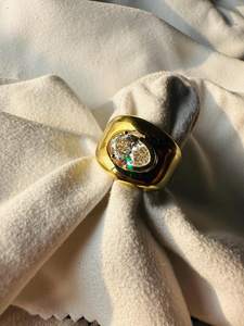 Bague large en moissanite taille ovale pour femme, en argent 925 original plaqué or, bijou unique pour cadeau de mariage ou de mariée - Product Image 3