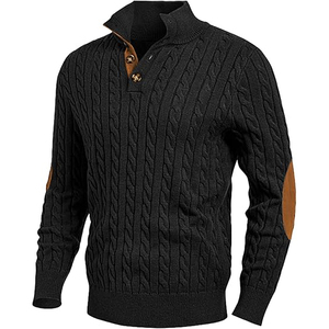 Men's Winter Viscose/Cotton Cable Knit <b>Pullover</b> <b>Sweater</b> Crew Neck Full Sleeve Solid Color Warm Anti-Pilling Front Logo - Product Image 1