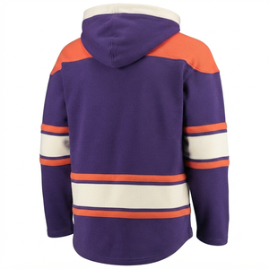 Ice Hockey Jersey Purple Breathable Hoodie Lace Sweatshirt Vintage Pullover Custom Winter <b>Thermal</b> Front 100% Cotton High Quality - Product Image 2