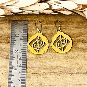 Boucles d'oreilles pendantes Bohème Design Unique Arbre de Vie en Laiton Naturel pour Femme, Cercle Filigrane Plaqué Or 18 carats pour Vente en Gros/OEM/ODM - Product Image 4