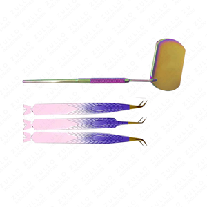 2026 ODM Private Label 4 Piece Stainless Steel Eyelash Tweezers Set with Mirror High Quality Beauty <b>Tool</b> for Extensions - Product Image 2