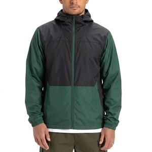 Men's Forest Green <b>Black</b> Hooded <b>Windbreaker</b> Jacket Water Resistant Full Zip Lightweight Outdoor Training Running Coat - Product Image 4