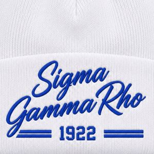 Gorro Blanco para Mujer Sigma Gamma Rho, con Bordado Personalizado del Escudo de la Hermandad, Gorro de Punto Suave para Invierno, con Borde Plegado, Cálido, para Organizaciones Griegas - Product Image 3