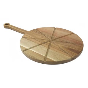 Acacia Wood Pizza Peel Round Cutting Board Serving Platter Cheese Board with Handle Charcuterie Board - Product Image 1