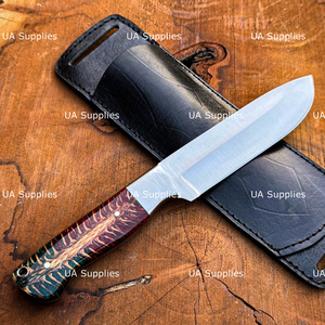 Cuchillo de caza para exteriores de acero inoxidable de espiga completa con mango de piña, forjado a mano, calidad excelente, 58 HRC, punta de gota, OEM ODM, con funda - Product Image 4