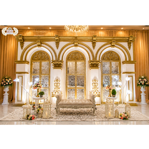 Escenario de Boda Asiático Profesional de Lujo con Diseño Moderno para Ventanas, Estructura Trasera Ligera de Fibra de Vidrio para Escenarios de Boda - Product Image 1