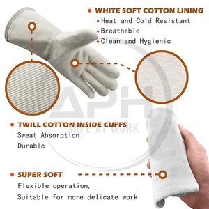 ถุงมือเชื่อมแบบแท่ง รุ่นทนทานพิเศษ ปี 2026 สีดำและสีขาว ทนความร้อน ทำจากหนัง ป้องกันการบาดเจ็บสำหรับงานหนัก - Product Image 3