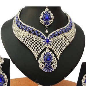 Vintage <b>Silver</b> Plated Crystal <b>Necklace</b> Set With Purple Rhinestones Women's Wedding Bridal Jewelry - Product Image 2