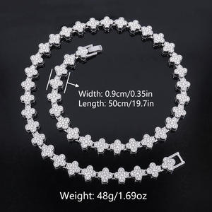 Flower Shape Lab Grown Crystal Rhinestone Hip Hop 14K Gold <b>Statement</b> <b>Necklace</b> S925 Silver Rhodium Luxury Party Jewelry Unisex - Product Image 2