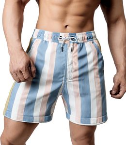 Short de plage pour hommes, imprimé vintage, taille élastique, cordon de serrage, décontracté, pour les vacances, coloré, léger, blanc, pour la plage - Product Image 5