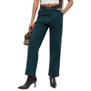 Pantalones de Oficina Casuales para Mujer, Cintura Media, Transpirables, Tela Oxford Ecológica, Corte Recto, Secado Rápido, Cierre de Cremallera - Product Image 1