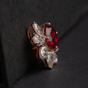 Pendentif élégant en or rose 14 carats avec diamants marquise et poire de 1,93 carats et accent rubis, bijou raffiné, cadeau pour femme, anniversaire, mariage - Product Image 1