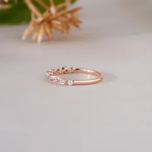 Minimalist womens jewelry elegant <b>thin</b> <b>ring</b> for engagement wedding daily wear gifting Rose gold diamond band <b>ring</b> - Product Image 2