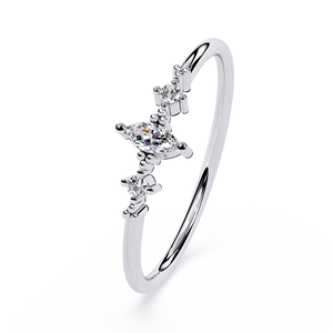 Bague de fiançailles en platine avec diamant taille marquise et diamants latéraux ronds, certifiée GIA, bijoux classiques pour femmes - Product Image 2