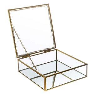 Modern Luxury AK Handicrafts Glass Jewelry Box Brass Metal Rim Snap Closure Custom Size Shape for Home Decor Storage Display - Product Image 4
