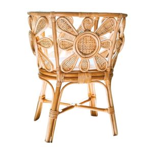 Wholesale Rattan Doll Bassinet Rattan Doll Cradle with Flower Petal Weave Design and Cushion for Kids Pretend Play Furniture - Product Image 3