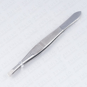 Professional Custom Color Eyebrow Tweezers Stainless Steel Slanted Tip Stripe Grip Beauty Grooming <b>Tool</b> OEM - Product Image 2