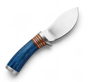 Herramienta utilitaria para exteriores de acero satinado hecha a mano con punta de caída, mango de madera azul y espaciador de exhibición en capas - Product Image 3