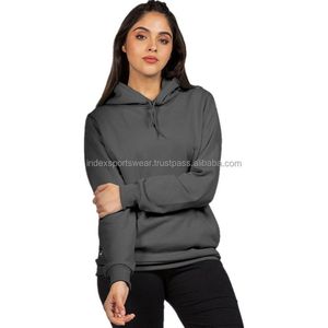 Sweat-shirt à capuche pour femmes, manches longues, couleur unie, pull tricoté respirant, vêtements d'automne - Product Image 3