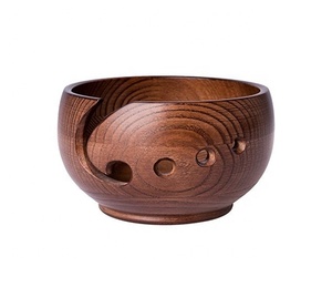 ชามไหมพรมวัวทำจากไม้ธรรมชาติพร้อมรูถักนิตติ้งที่เก็บของด้วยมือสำหรับอุปกรณ์ถักโครเชต์ - Product Image 6