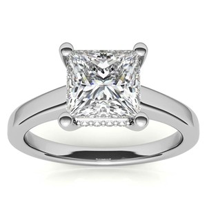 Anillo de compromiso de moissanita de 2 quilates con corte princesa y halo oculto, anillo de boda de oro blanco macizo de 10 quilates para ella - Product Image 6