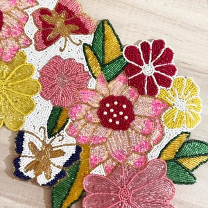Floral Embroidered Fabric <b>Table</b> Runner Bohemian Handmade Mat Decorative Placemat for <b>Table</b> Centerpiece - Product Image 5