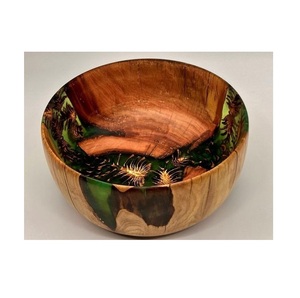 Bol en bois d'acacia et résine époxy contemporaine, fait main, sans BPA, écologique, bol à salade par Apex Align - Product Image 1