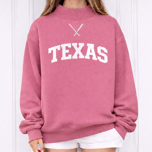 Sudadera Oversize de Cuello Redondo para Mujer con Logotipo Frontal y Estampado de Letras Texas, de Algodón Tejido, Estilo Urbano Otoñal - Product Image 1