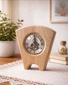 Rustic Wooden Desk <b>Clock</b> with Natural Wood Finish - Product Image 5