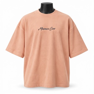 Camiseta minimalista oversize de algodón grueso con lavado ácido carbón, fabricación al por mayor de ropa streetwear de marca personalizada OEM - Product Image 2