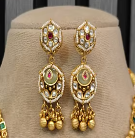 Ensemble Collier et Boucles d'Oreilles en Moissanite Plaqué Or de Qualité Supérieure, Style Héritage Antique, Idéal pour Mariages et Fiançailles - Product Image 2
