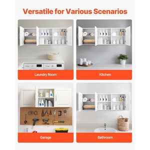 Estante Ajustable de 2 Niveles, Armario Colgante de Pared para Lavandería con 3 Puertas, Almacenamiento de Pared para Cocina - Product Image 4