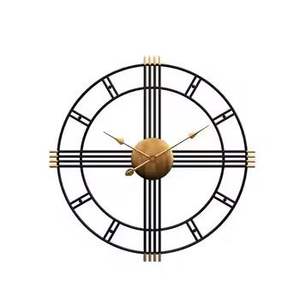 Luxury 60cm <b>Large</b> Wall Clock Modern Minimalist Black Metal <b>Frame</b> Gold Accents Silent Quartz Movement for Premium Home Decor - Product Image 1