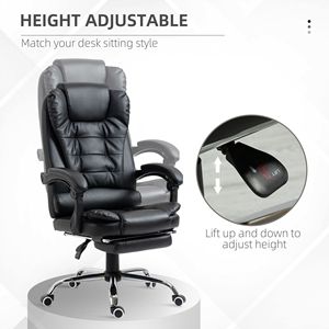 High Back Executive Office Chair Adjustable Headrest <b>Footrest</b> Revolving Massage Black Desk Chair Made Aluminium Mesh BIFMA - Product Image 4