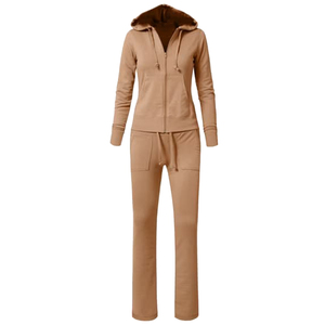 Conjunto deportivo con capucha para mujer, sudadera con cremallera y pantalones largos, conjunto informal de 2 piezas - Product Image 1